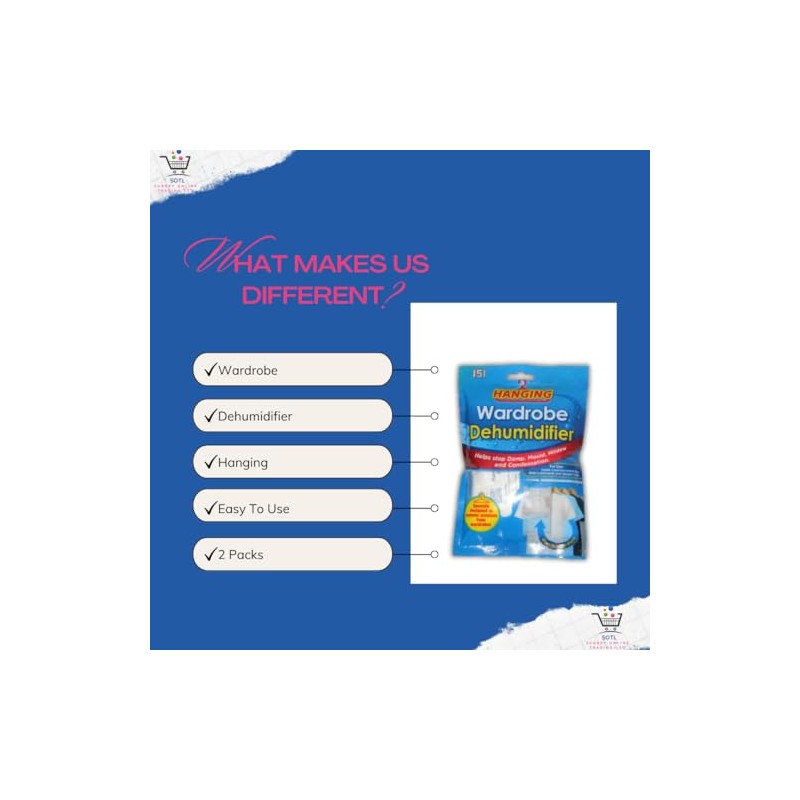 SOTL® X2 Hanging Wardrobe Dehumidifier Moisture Absorber For Closet, Prevents