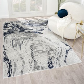 LUXE WEAVERS Marble Swirl Blue 4x5 Area Rug