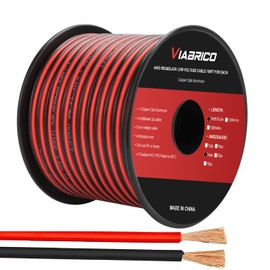 VIABRICO 14AWG 100FT Electrical Wire Cable 2 Conductors Red Black Cable Hookup LED Lighting Strips Flexible Wire Extension Cord 14 Gauge Copper Clad Aluminum Copper Wire 12V/24V DC Cable