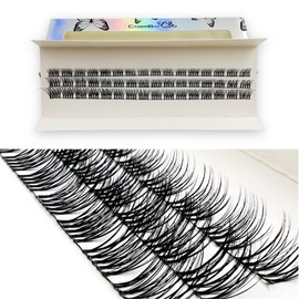 CB 2-Trays Of Clusters Lash Ribbons D-Curl Eyelash Clusters Thin Band Wispy Lashes Extremely Comfortable Lash, Natural Look Reusable DIY Extensions, 10-12-14mm Mix Trays, Style-B