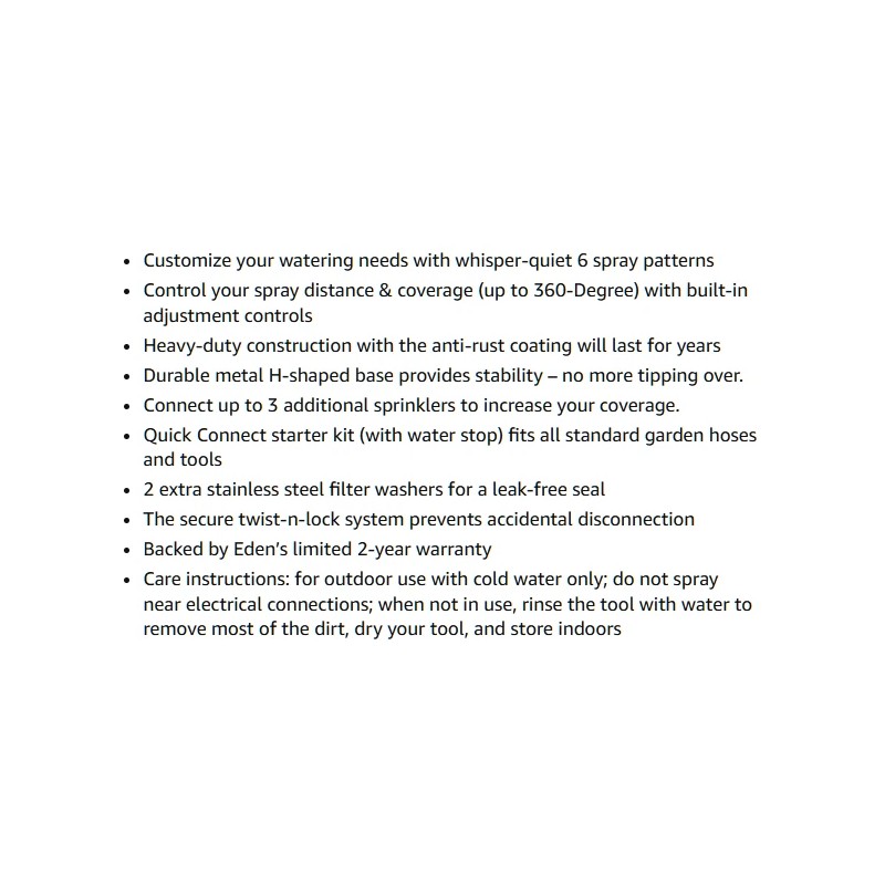 Eden Metal Adjustable 6-Pattern Mobile Rotary Gear Drive Garden Sprinkler