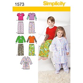Simplicity 1573 Children's Pajamas and Robe Sewing Pattern, Sizes 4-8