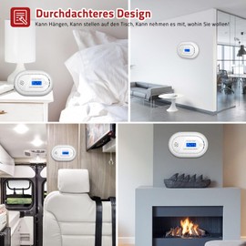 Runidur Carbon Monoxide Detector Portable 10 Year Service Life, Co Detector Flat No Drilling for Fireplace Oven, Pack of 1