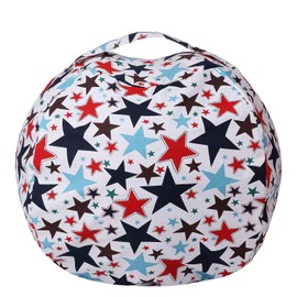 Colorful House Stuffed Animal Storage Bean Bag Chair Cover for Kids Stuffable Zipper Beanbag for Organizing Children Toys Large Canvas(38'',Star)
