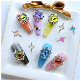 BBATT-HAPPY Devil Eye Nail Charms and Cross Nail Charms,22PCS 3D Alloy Nail Art Rhinestones Decoration for Acrylic Nails, Nail Y2K Nail Jewels Accessories for Nail Art Supplies Manicure Craft DIY