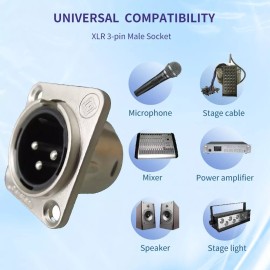 Unbranded 10Pcs XLR 3Pin  male panel mount chassis, Fine nickel plated housing