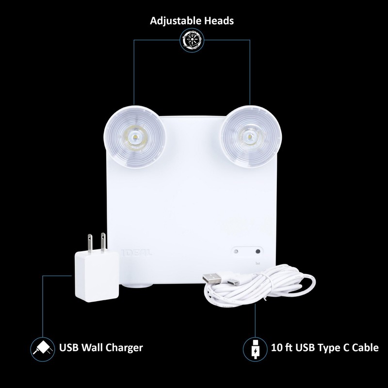 Ideal Security Rechargeable LED Power Failure Light, Adjustable Heads, up