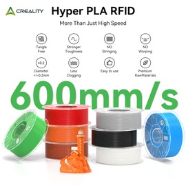 Creality Hyper PLA RFID Filament, 1KGx4 3D Printer Material 1.75mm with RFID Tags for CFS-Creality Filament System Auto Identification, 30-600mm/s High-Speed Printing Material(White+Black+Red+Blue)