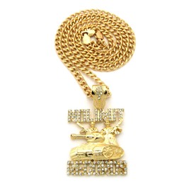 Crescendo SJ INC NEW ICED OUT NO LIMIT RECORDS PENDANT &5mm/24 CUBAN CHAIN NECKLACE - XZ118CCG