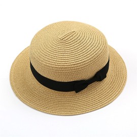 Elonglin Women's Straw Hat, Straw Hat, Foldable, Sunshade, Breathable, Quick Drying, Super Cool, Cute, Ribbon, Unisex, One Size, Small Face Effect, Summer, Outdoor, beige