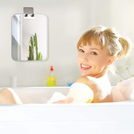 Stianiiie Anti-Fog Shower Mirror, Extra Large Size 11.81 x 7.87 in, High Definition Bathroom Fogless, Frameless, Impact Resistance Wall Hanging, Shower Accessories, Safe & Durable
