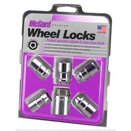 McGard 24537 Cone Seat Wheel Locks Chrome (M12 x 1.5 Thread Size) - Set of 5, 5 Locks / 1 Key