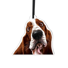 WIRESTER Acrylic Hanging Ornament for Christmas Tree Holidays, Party, Car, Home, Office Decoration, Ready to Hang Ornament, Unique Xmas Gift Idea for Dog Lover - Cute Animal Basset Hound Dog