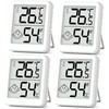 PAIRIER Humidity Meter Indoor Thermometer 4 Pieces Digital Mini LCD