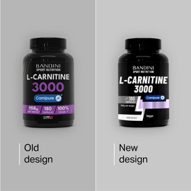 Bandini® L-Carnitine 3000, 180 Capsules with High Dose Carnipure®, L Carnitine Tartrate Sports Supplement 100% Vegan, High Strength, Absorption and Bioavailability, Carnitin for Men & Women, Non GMO