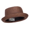 Big Size Solid Upbrim Pork Pie Fedora - Brown OSFM