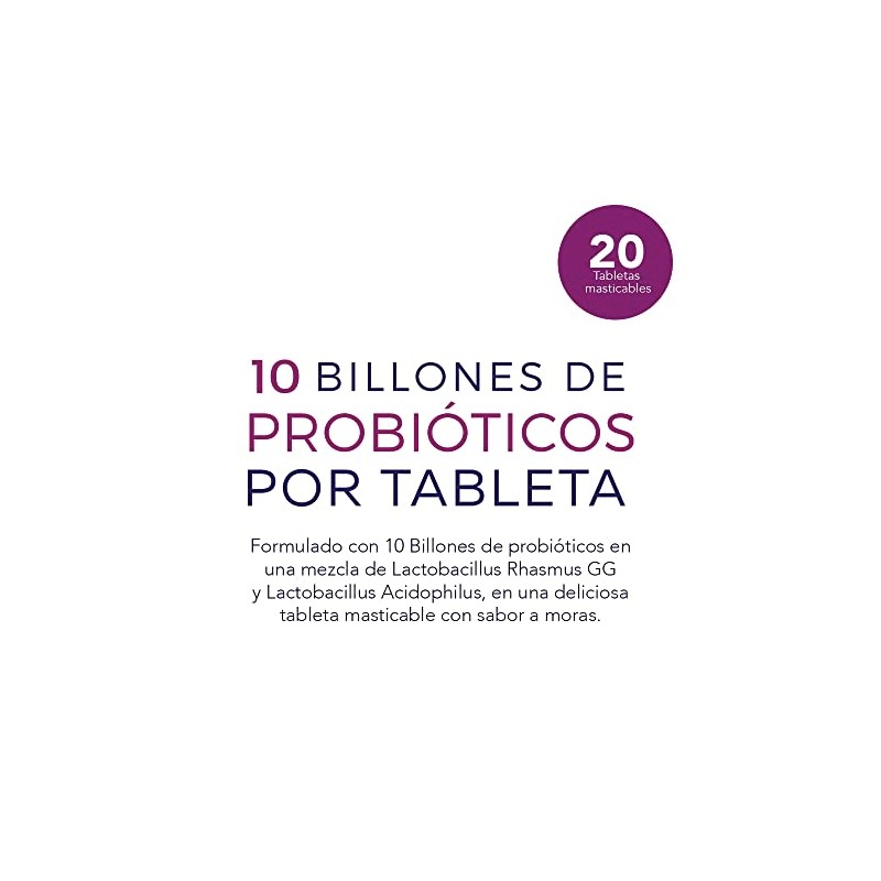 PROBIOTIX KIDS, 10 Billones de Probióticos, Tabletas Masticables Sabor Moras,