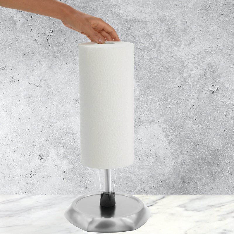 Kamenstein Hexagon Base Perfect Tear, Stainless Steel Countertop Paper Towel