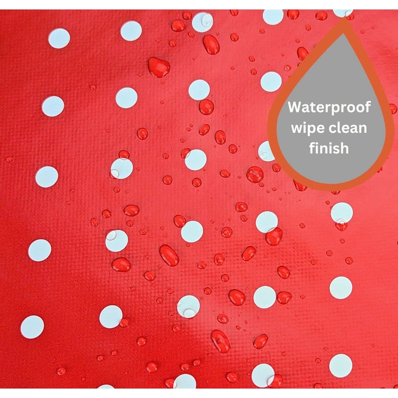 Karina Home Polka Dotty PVC Wipe Clean Tablecloth Vinyl (Red,