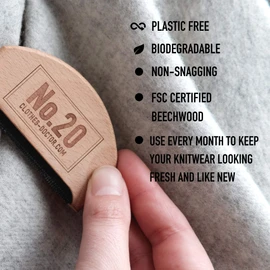 Cashmere Comb in Beechwood | Sweater Shaver Pilling Comb | Brush Tool for De-Pilling Clothing Garments Knits Woolens Scarves Wool