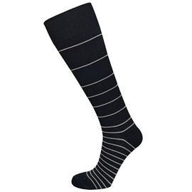 Ames Walker AW Style 675 Stripe Knee High Compression Socks - 20-30 mmHg X-Large Black w/Grey Stripe