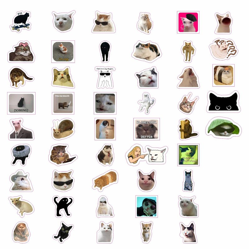 Pack of 100 Cat Meme Stickers, Cat Stickers, Cat Merch,