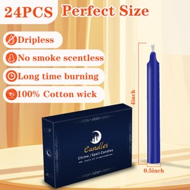 Kunrsug 24 Pack Assorted Color Spell Chime Candles – Premium Mini Unscented Taper Candles for Rituals, Prayer, Birthdays, Meditation, Altar, Spells, Chime Candles - 4 Inch Tall - Ideal for Witches