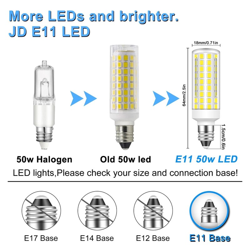 TZHILAN E11 LED Bulb Dimmable, 50W Equivalent, Daylight 6000K, T4