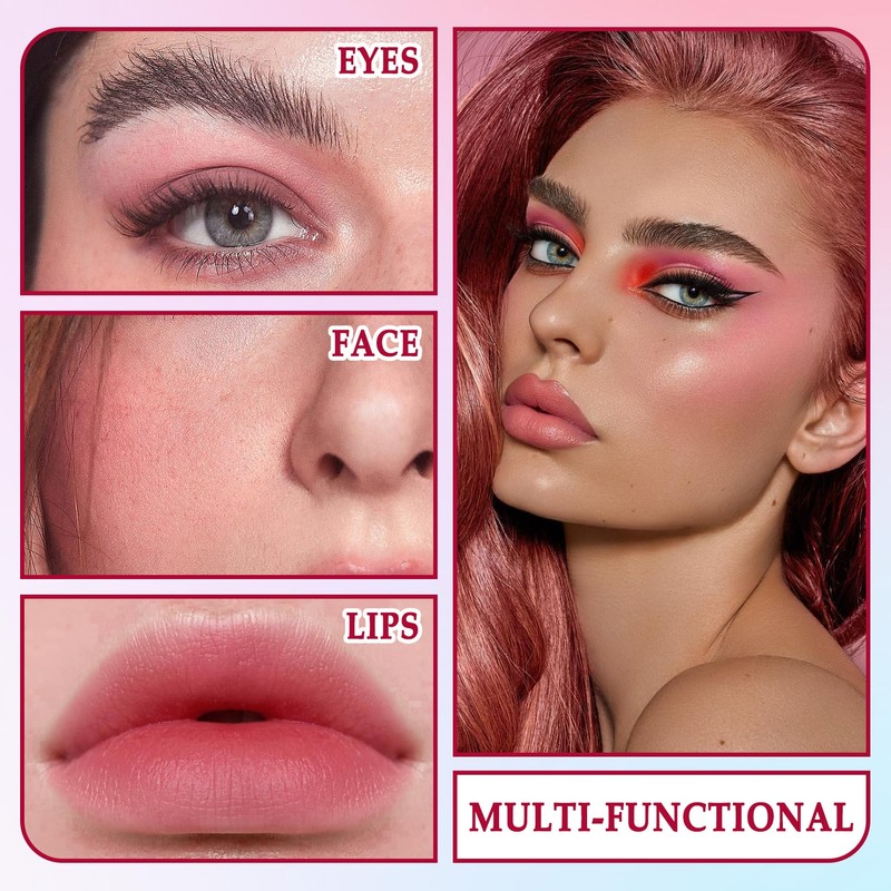 3 Colors Blush Stick,Solid Cream Blush,Multi-Use Highlighter Blush Stick for