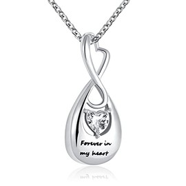 YQSLIN Infinity Keepsake Jewelry Memorial Cremation Necklace for Ashes Urns for Human Ashes Adult Women Forever in My Heart (YQ-NY-URN-050)