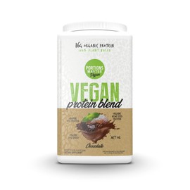 Portions Master Vegan Protein Blend, Complete Plant Based Protein Powder with Pea Hemp Seed Goji Blend Medium Chain Triglycerides (750g, Chocolate)