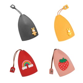 4 Pieces Cute Creative Retractable Key Case, Cartoon PU Leather Key Case, Cartoon Extendable Key Case, Car Key Case, Large Capacity Car Key Fob, yellow