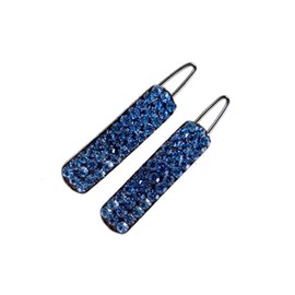 Hair Barrettes for Women Faux Rhinestone Rectangle Hair Barrette Decorative, Set of Two, Blue