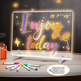 Led Drawing Board for Kids, LED Note Board with Colors,Doodle Glow Drawing Boards, 13.7"X10" 6 Modes & 8 Colors, Light Up Drawing Pad with Battery Box for Home/Office/Decor