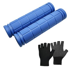 NVGVUP 1 Pair Anti-slip Bike Handlebar Grips, Universal Bike Grips, Soft Rubber Cycling Handle Grips, Shock-absorbing MTB BMX Grips for Outdoor Cycling, Bicycle Race (Blue)