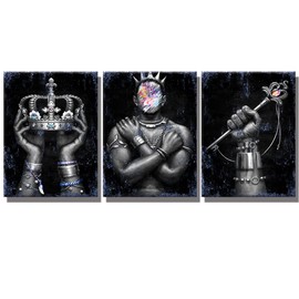 Kalormore African American Canvas Wall Art Decoration Inspirational Black Man King Crown Painting Giclee Prints Framed and Stretched Picture for Living Room Bedroom Home Office Wall DecorOrigin