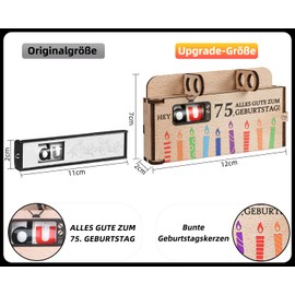 TUZELIYA Originelle 75. Geburtstag Geldgeschenke Holz - Duplo Schokoriegel-Geschenkbox Deko - Geschenkideen zum 75. Geburtstag Frauen Männer - OHNE Duplo