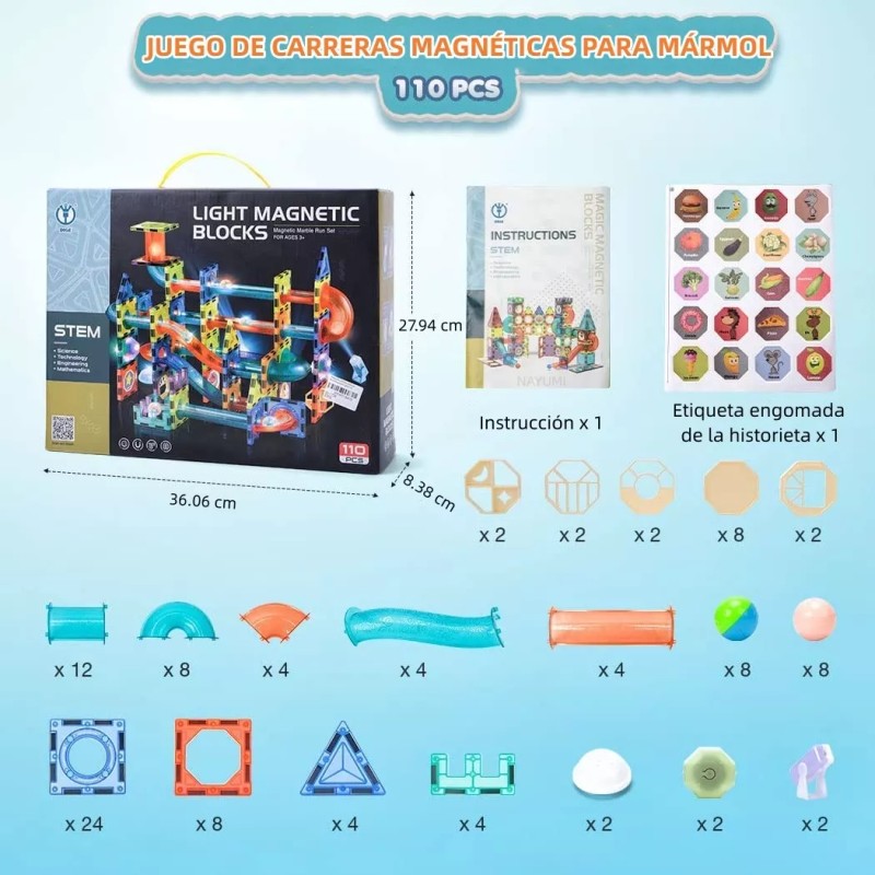 Nayumi Bloques De Construcción Magnéticos Juguete Para Niños 110pcs