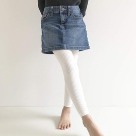 Filloie 95-1699-z Solid Ribbed Tights for Babies and Children, Full Length, White, US Size 6-7Y (120 cm)