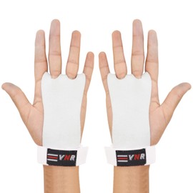 Gymnastics Palm Hand Guards, Junior Children Kids Beginner Grips Palm Protect Gymnastics Leather Training Gloves (L, White)