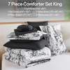 WONGS BEDDING Black Comforter Set King,7 Pieces Bed in a
