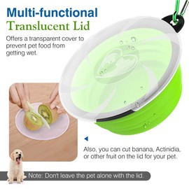 Pawaboo Collapsible Dog Bowls 2 Pack, Silicone Feeding Watering Bowls with Lids & Carabiners for Dogs Cats, Portable Collapsable Water Feeder Food Bowl for Walking Traveling Home Use