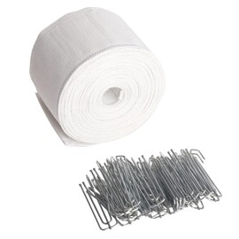 Cinta plisadora de pellizco para cortina, 10 metros, cinta plisadora de pellizco para cortinas, incluye 30 ganchos plisadores de acero inoxidable de 4 puntas para cortinas con pliegues de pellizco DIY