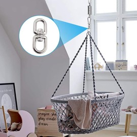 POFET 2Pcs M10 304 Stainless Steel Double Ended Swivel Eye Hook Eye to Eye Swivel Shackle Ring Connector for Hanging Chair Swivel Grill,Hanging Swing,Dog Leash