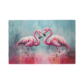 Arevigh Pink Flamingo Placemats Set of 4 Washable Table Mats Modern Tropical Heat-Resistant Cotton Linen Place Mats for Dining Table Kitchen Indoor Outdoor Party Holiday Decor