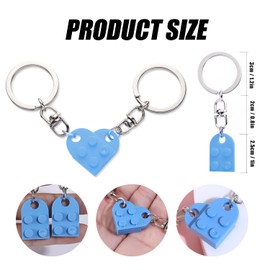 KINBOM Heart Keychain Set, 2pcs Matching Heart Keychain Couple Keychains Small Heart Decorations for Party, Valentines Gift for Girlfriend Boyfriend (Light Blue)