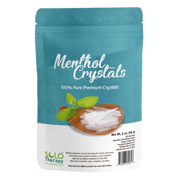 Menthol Crystals 2 Ounces , 100% Pure Premium Crystals , Resealable Bag, USP Food Grade , Cristales de Mentol , Mentha Arvensis (2 Ounces)