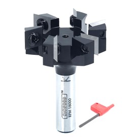 Slab Flattening Router Bit 1/2 Shank, 6-Wing, 2" Cutting Dia, Insert Carbide CNC Spoilboard Surfacing Router Bit, Wood Planer Planing Bit for Flycutter/ Slab Leveler/ Rabbeting by SICWOOD