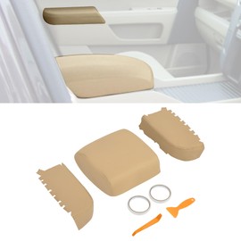 HECASA Center Console Armrest Cover & Front Door Armrest Covers Compatible with 2009-2015 Honda Pilot PVC Beige
