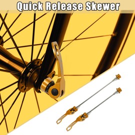 X AUTOHAUX 1 Pair Front Rear Bicycle Axle Skewers Quick Release Levers Aluminum Alloy 145mm 185mm Gold Tone MTB Bike